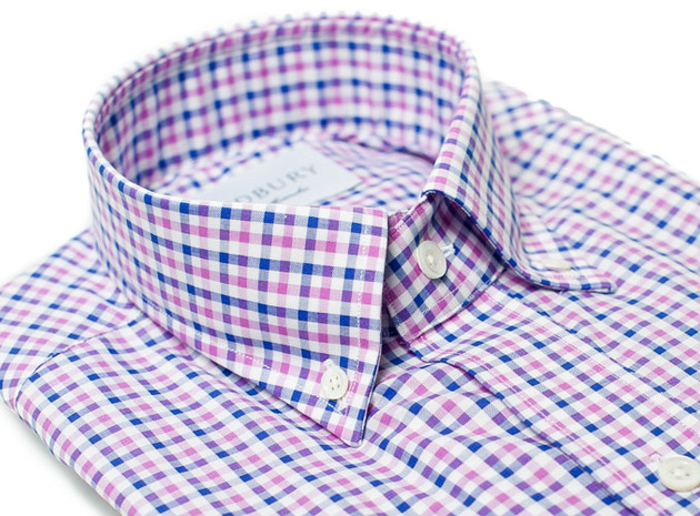 The Purple and Blue Marshall Chambray Slim Fit collar