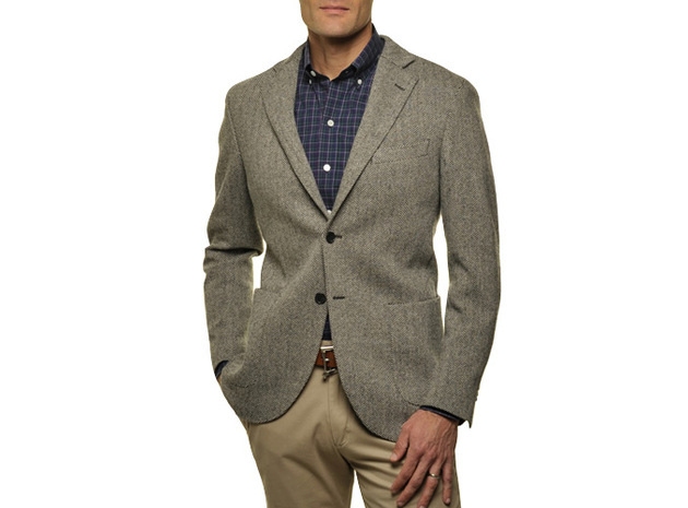 The Grey Herringbone Sport Coat Slim Fit collar