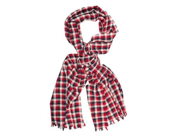The Toran Gingham Cashmere Scarf collar