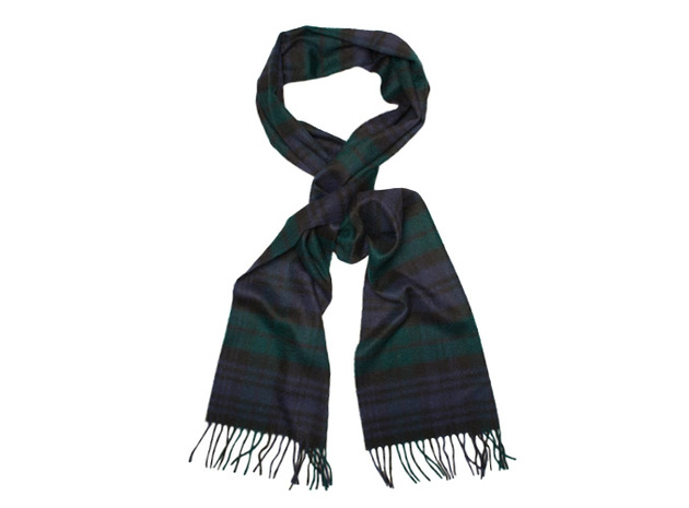 The Logan Blackwatch Cashmere Scarf collar