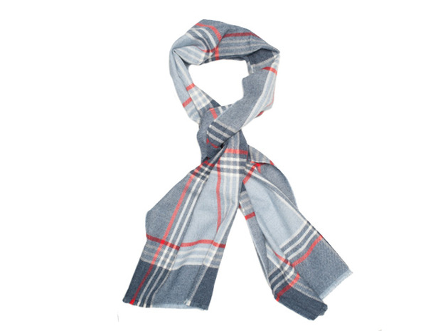The Braden Block Check Merino Scarf collar