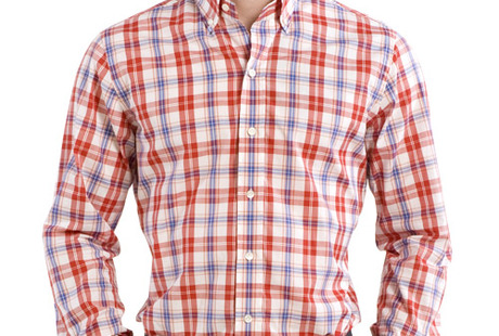 red plaid slim fit pants